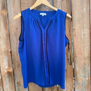 CALVIN KLEIN Women's Dark Blue Sleeveless Lightweight Top Blouse Size Medium